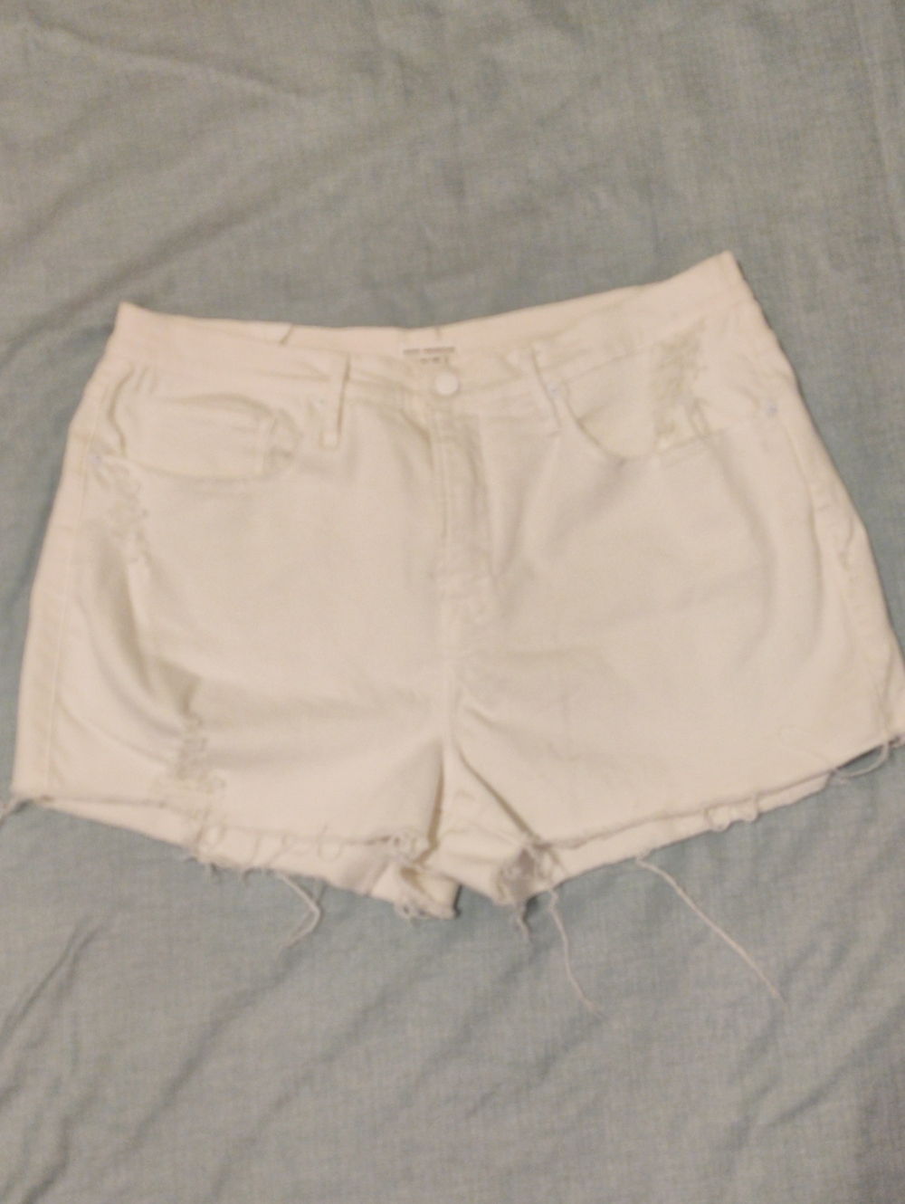 Good American White Distressed Denim Shorts